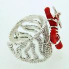 Anello artigianale in Argento 925%° con corallo rosso Cod. G057